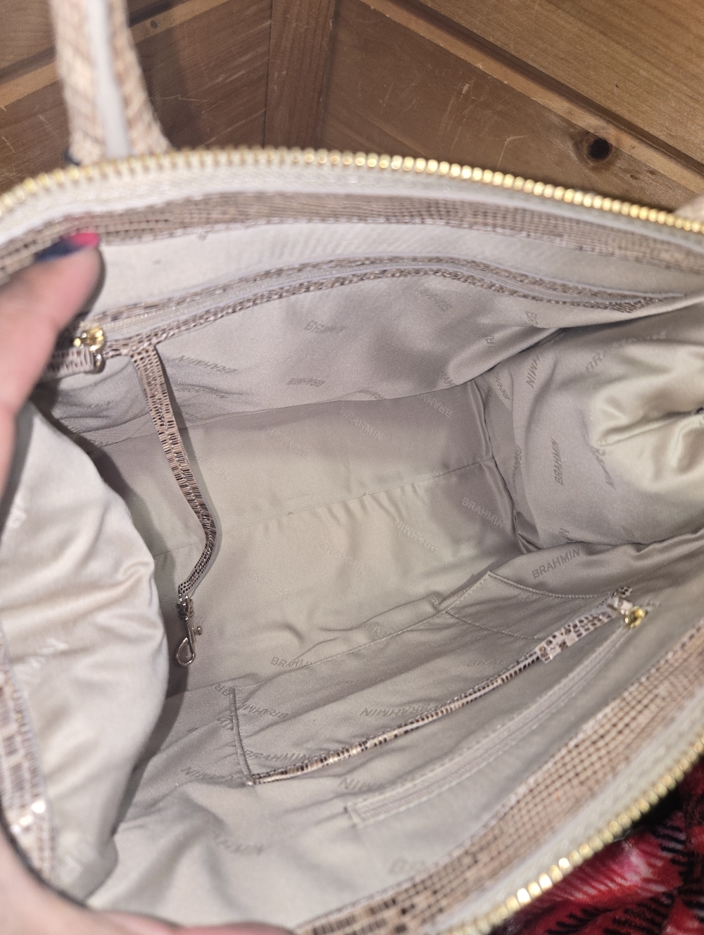 Brahmin Caroline Metallic Lizard-Embossed Satchel NWT - Picture 4 of 7